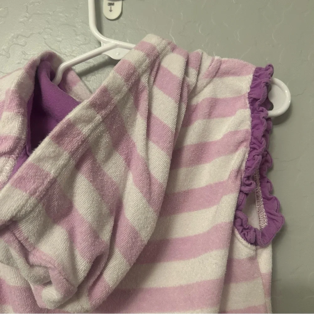 Disney Rapunzel purple and white striped shorts romper terry swim cover up 5/6
